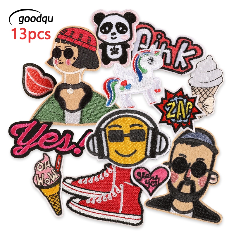 13 ชิ้นจํานวนมากเหล็กแพทช์น่ารักสําหรับเสื้อผ้าเด็กเย็บปักหัวใจตัวอักษร Parches หญิงชายแพ็คแจ็คเก็ต Diy ผ้าความร้อน