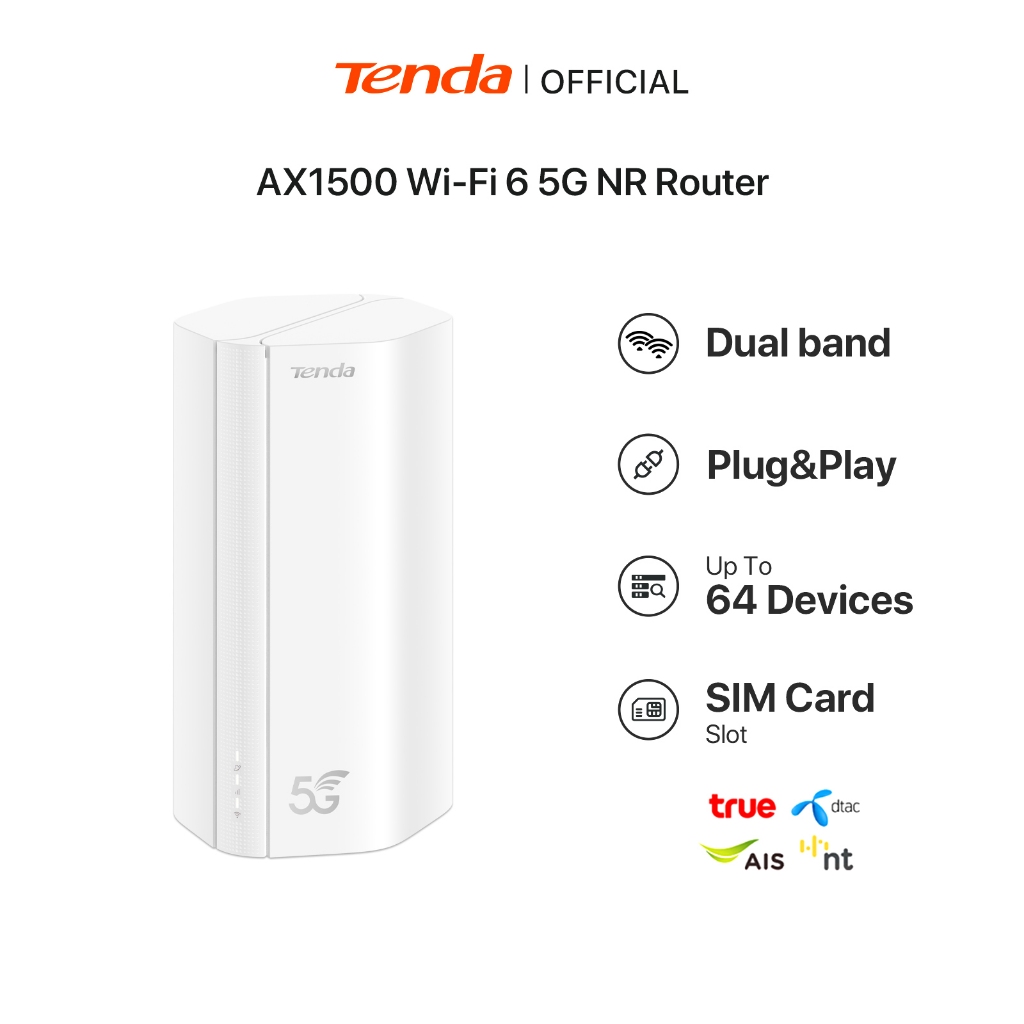 Tenda 5G01 5G NR Router AX1500 Wi-Fi 6 SIM card Router เพียงใส่ซิมการ์ดและเพลิดเพลินไปกับเครือข่าย 5