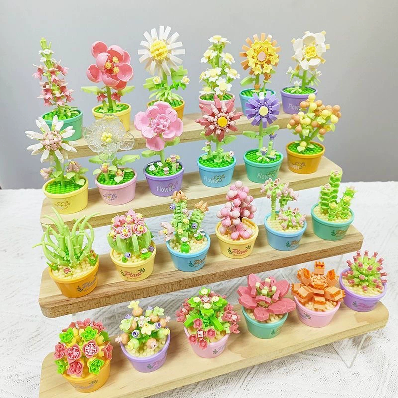 ต่างๆ Sunflower Rose Tulip budling block ของเล่นประกอบสําหรับเด็ก ของขวัญสําหรับเด็กผู้หญิง
