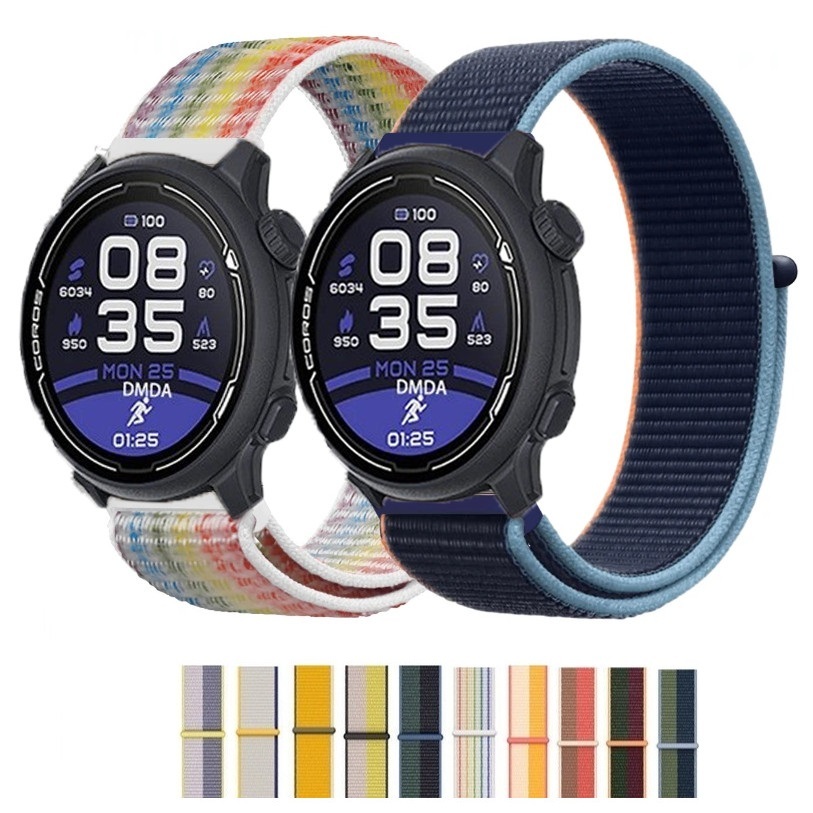 20 มม.22 มม.ไนลอนถักสําหรับ COROS PACE 2 3/APEX 2 Pro/APEX Pro/APEX 42 มม.46 มม.กันน้ํา Breathable แฟชั่นคลาสสิกเปลี่ยนสายนาฬิกา Smart Watch Loop Band