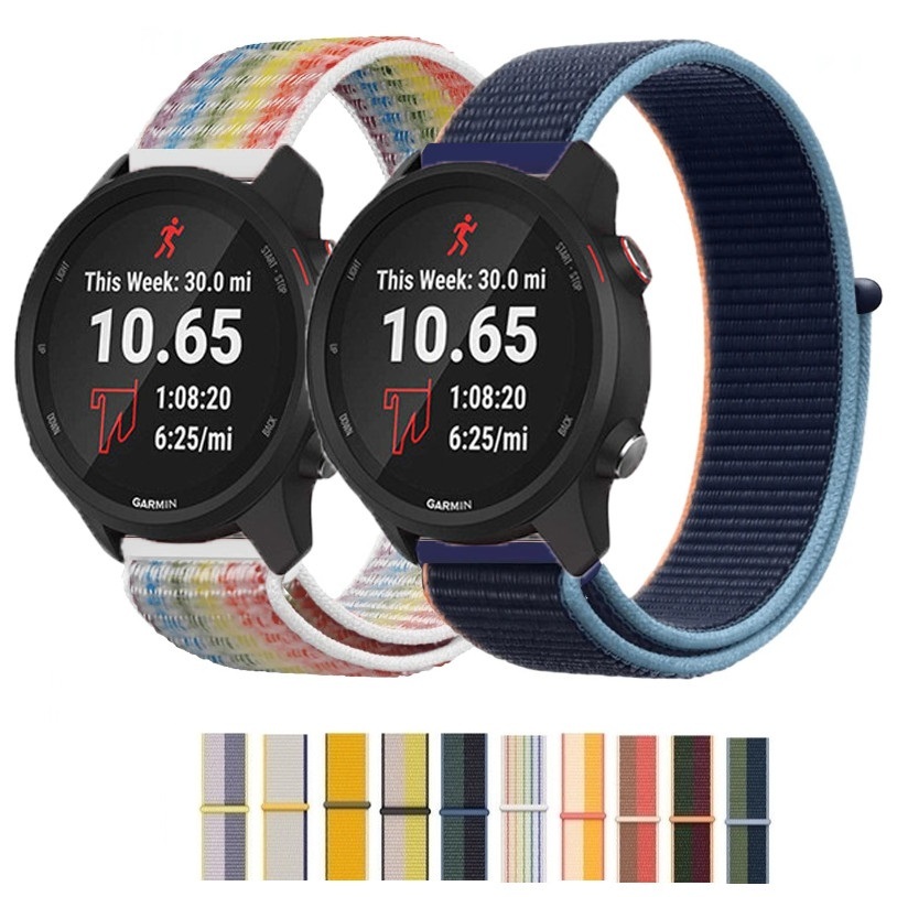 สายไนลอนถัก 20 มม. 22 มม. สำหรับ Garmin Forerunner 265 255 245 245M 645 645M 55 158 165 970 570 42 มม. 47 มม. กันน้ำระบายอากาศคลาสสิกแฟชั่นเปลี่ยนสายนาฬิกาสมาร์ทนาฬิกา