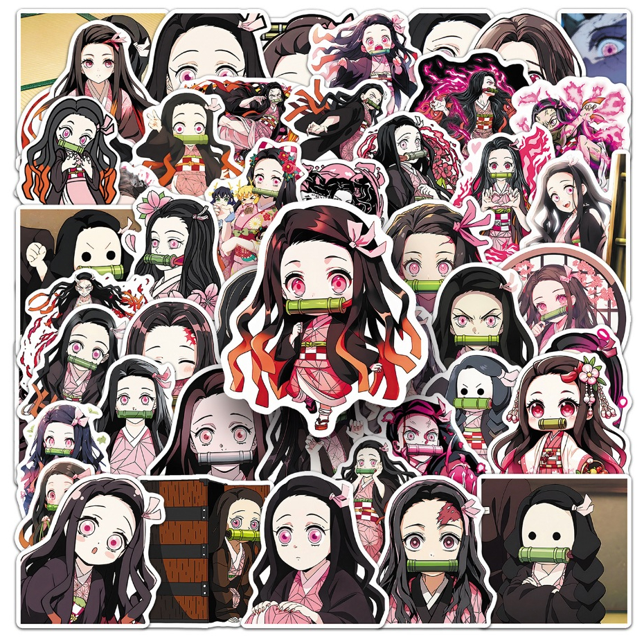 ใหม่ 50 ชิ้น Demon Slayer Kamado Nezuko สติกเกอร์สําหรับเคสโทรศัพท์สเก็ตบอร์ดรถสติกเกอร์ Graffiti กันน้ํา Creative เด็ก DIY