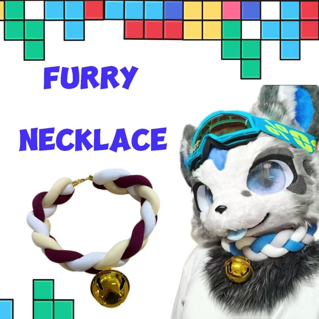 Furry สร้อยคอ Fursuit อุปกรณ์เสริม Braided Choker สําหรับปาร์ตี้ฮาโลวีนสัตว์คอสเพลย์ Props