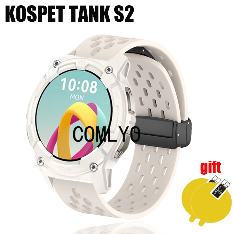 สําหรับ KOSPET TANK S2 สมาร์ทสายนาฬิกา Soft Band ซิลิโคนกีฬาผู้หญิงผู้ชายกลางแจ้งเข็มขัดป้องกันหน้าจอฟิล์ม