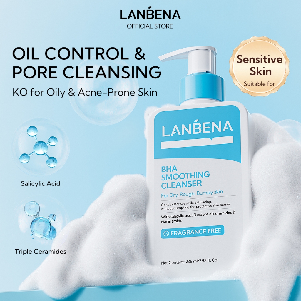 Lanbena Foaming Cleanser Exfoliating Soothing Oil Control สิวทําความสะอาดผิวหน้า 236ml