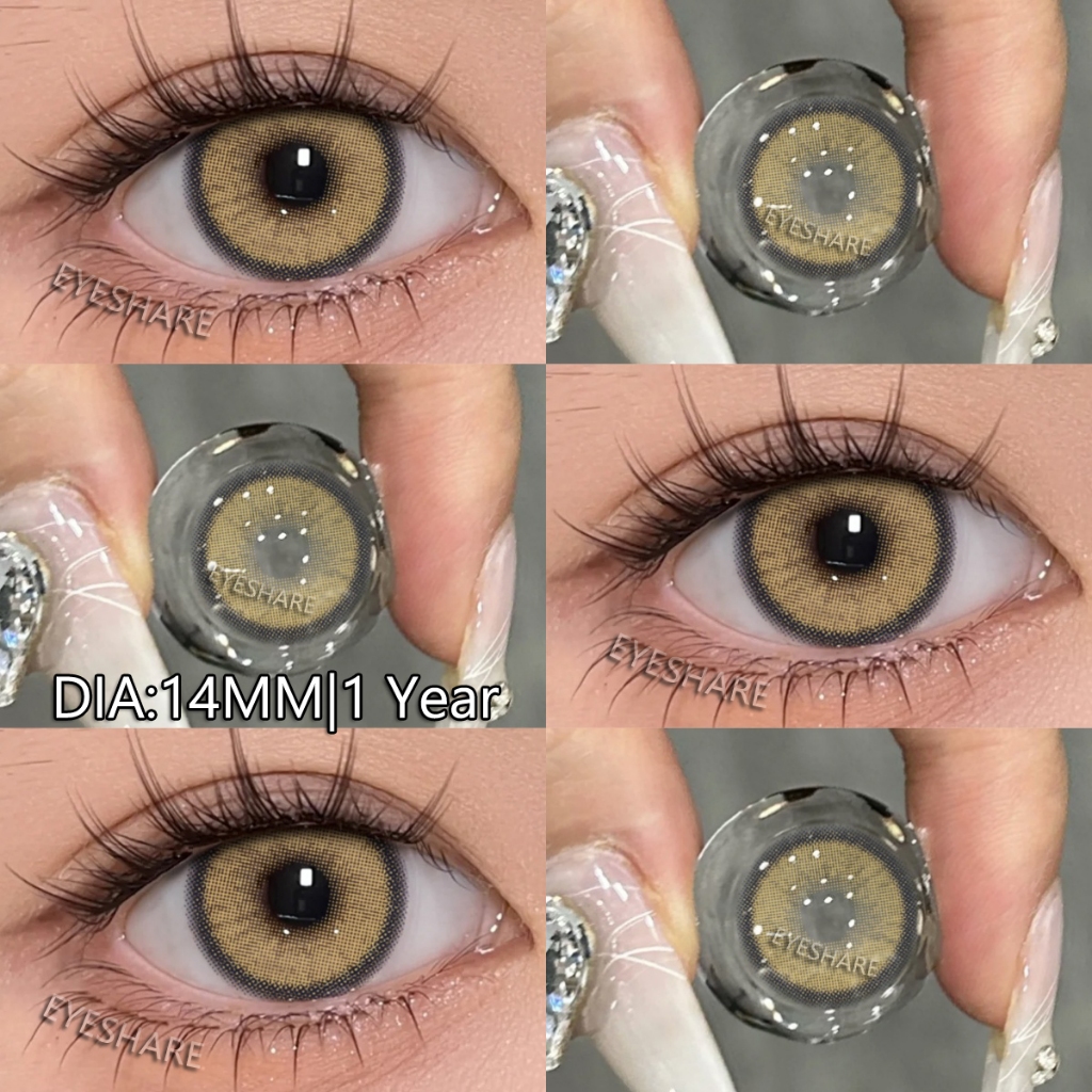 Eyeshare 1 คู่สีคอนแทคเลนส์ Lemon Series Brown Eyes เลนส์สีเทาสีเขียวนักเรียนรายปีเครื่องสําอางตาธรร