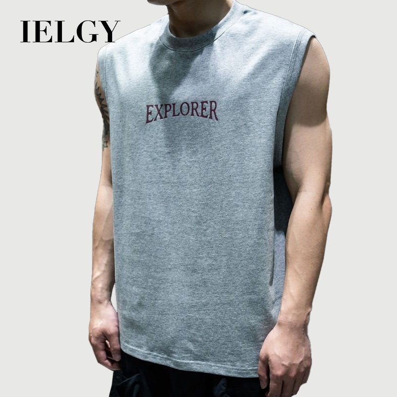 IELGY ฤดูร้อนแขนกุดเสื้อยืดผู้ชายเสื้อกั๊กหลวมกีฬา