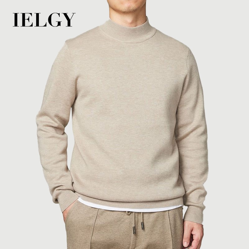IELGY ฤดูใบไม้ร่วงและฤดูหนาวกึ่งคอเต่าเสื้อกันหนาวผู้ชายฐานเสื้อกันหนาวเสื้อกันหนาว