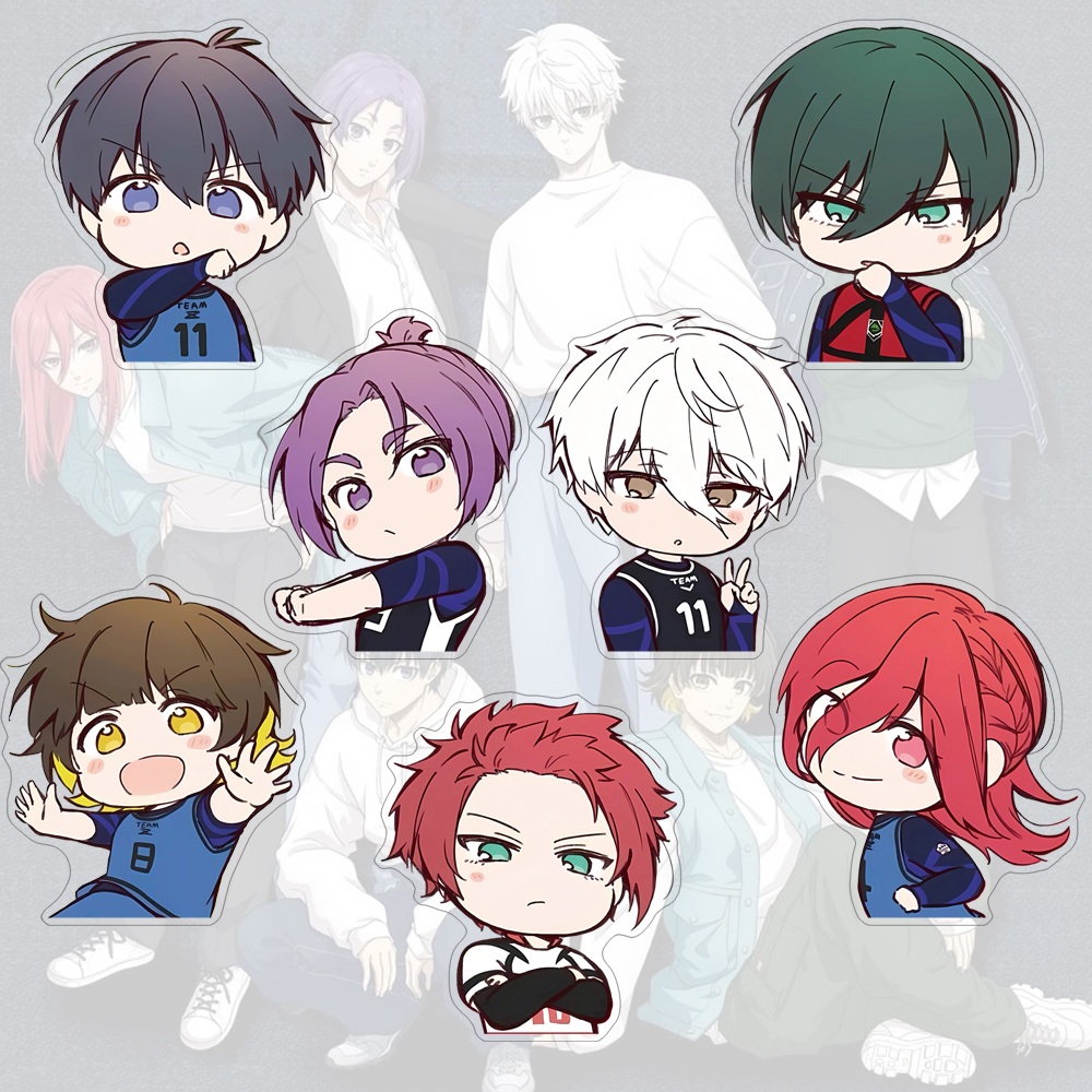 เข็มกลัดอะคริลิคสีฟ้าล็อคอะนิเมะการ์ตูนน่ารักนักเรียนกระเป๋าเครื่องประดับ เข็มหมุด