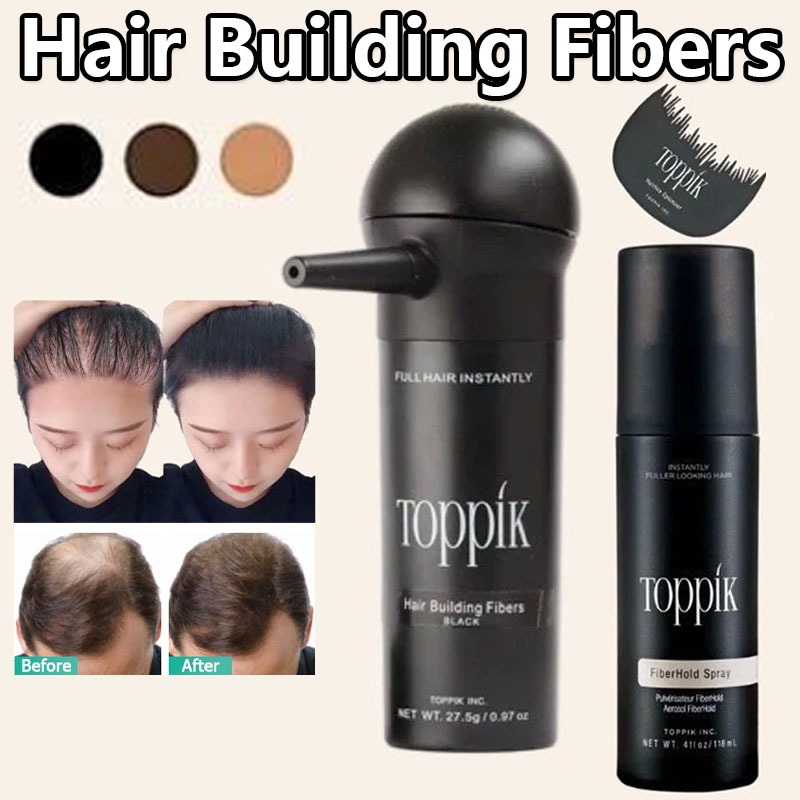 [SPRAY APPLICATOR AVAILABLE] TOPPIK HAIR BUILDING FIBERS 27.5g BLACK/BROWN SET
