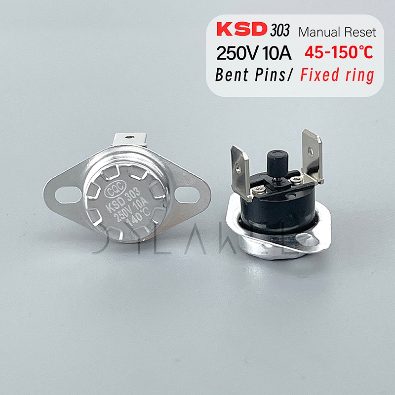 Ksd303 KSD301 250V 10A รีเซ็ตด้วยตนเองเทอร์โมพร้อมปุ่มรีเซ็ตสําหรับซ่อมเครื่องทําน้ําอุ่น 65C 75C 80C 90C 95C 100C