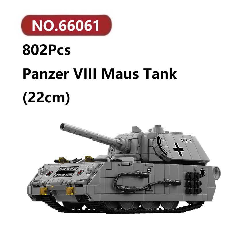 ✨Panzer VIII Maus รถถังหลัก เข้ากันได้ตัวต่อเลโก้ 802ชิ้น LEYI Tank โมเดลประกอบแล้ว