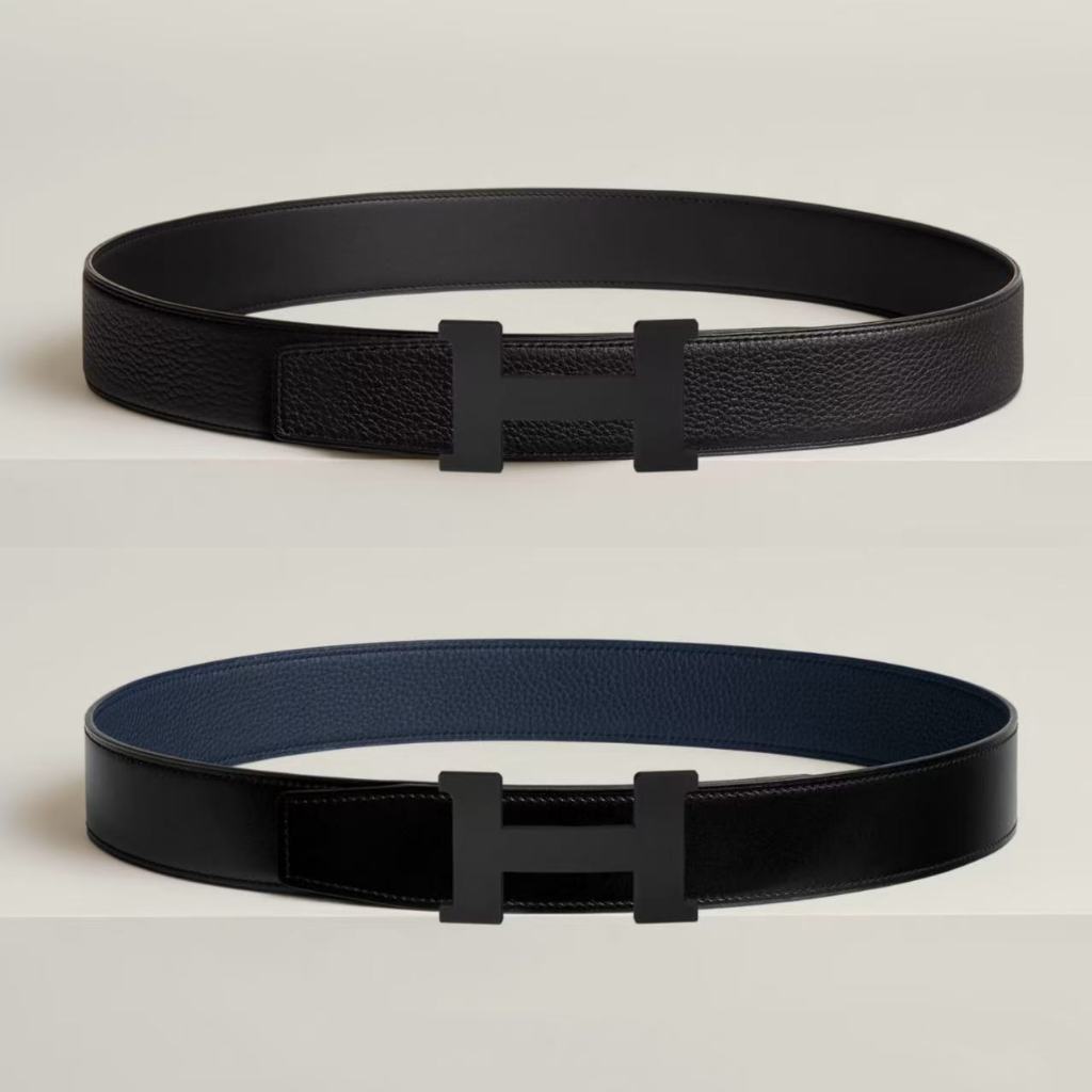 หัวเข็มขัด ชม. ของผู้ชาย 3.8 มม. ใส่ได้สองด้านด้วยเข็มขัดหนังลิ้นจี่ -1 กล่องของขวัญดั้งเดิม