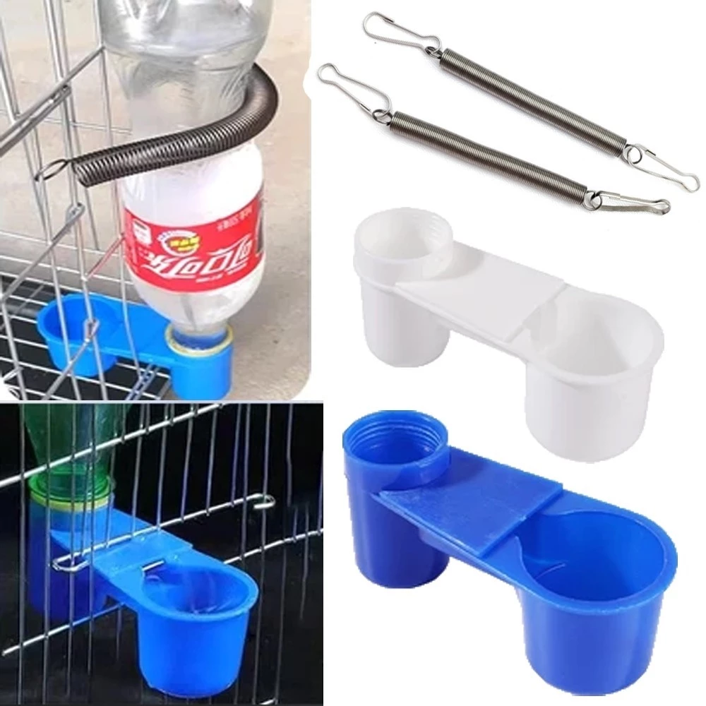 1 Pc Bird น้ําดื่ม Double Cup Birds ชาม Waterer อัตโนมัติ สีขาว/น้ําเงิน