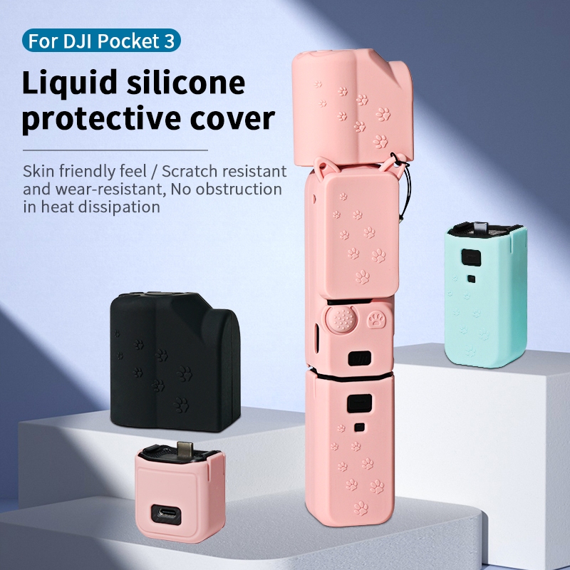 ฝาครอบป้องกันซิลิโคนสําหรับ DJI OSMO Pocket 3 Protector Shell Case สําหรับกล้อง Pocket 3 Action
