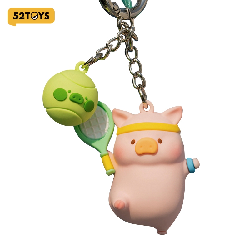 52TOYS LuLu the Piggy Tennis - Tennis Keychain/Sports/Generic Wristband/Tennis/Plush Keychain/ Silic