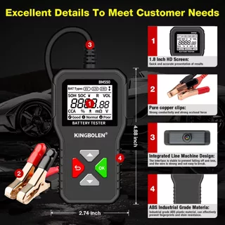 Bm550 เครื่องทดสอบแบตเตอรี่รถยนต์ 6V 12V 24V 100-2000 CCA 2Ah-220Ah ระบบแบตเตอรี่ตรวจจับเครื่องวิเคราะห์แบตเตอรี่รถยนต์เครื่องมือ PK KW208