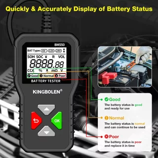 Bm550 เครื่องทดสอบแบตเตอรี่รถยนต์ 6V 12V 24V 100-2000 CCA 2Ah-220Ah ระบบแบตเตอรี่ตรวจจับเครื่องวิเคราะห์แบตเตอรี่รถยนต์เครื่องมือ PK KW208