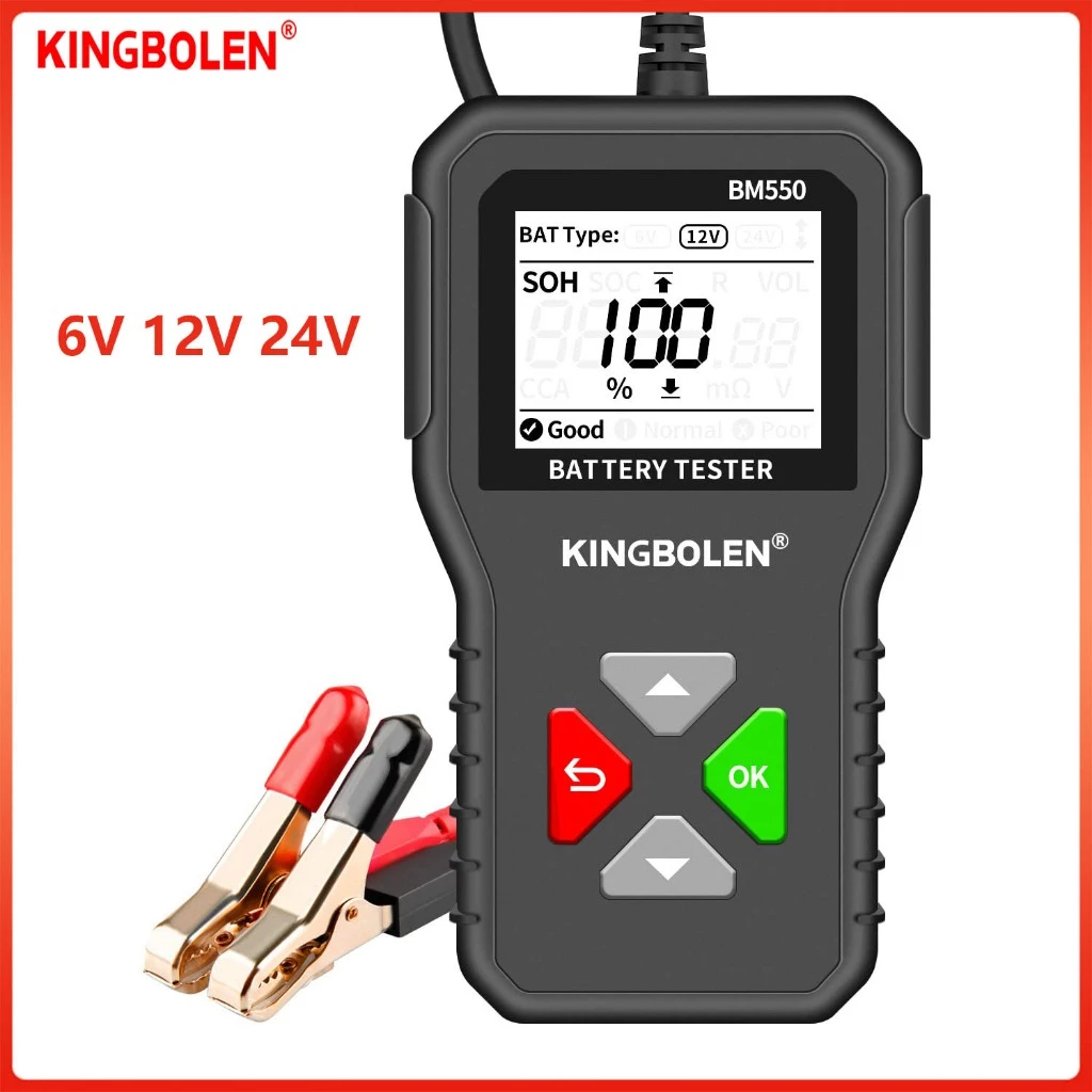 Bm550 เครื่องทดสอบแบตเตอรี่รถยนต์ 6V 12V 24V 100-2000 CCA 2Ah-220Ah ระบบแบตเตอรี่ตรวจจับเครื่องวิเคราะห์แบตเตอรี่รถยนต์เครื่องมือ PK KW208