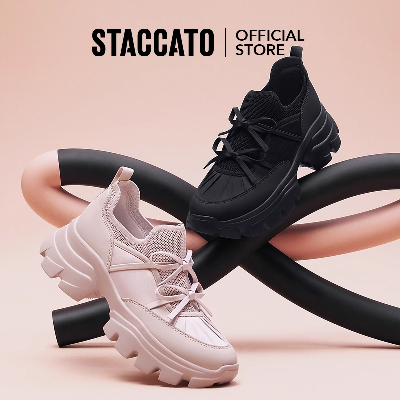 <Cypher> Staccato X-WOMEN Women's Retro Sneakers รองเท้าผ้าใบผู้หญิง พื้นหนา เพิ่มความสูง  ECE83 ECE