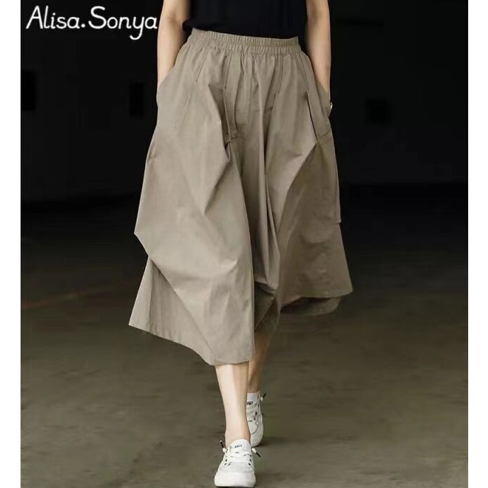 Alisa.Sonya กระโปรงทรงเอ เอวสูง สไตล์เกาหลี ไม่สม่ำเสมอ สำหรับผู้หญิง 22AST0443