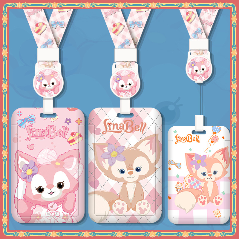 LinaBell&StellaLou Multi-Accessories Card Holder Long Lanyard Card Holder EasyCard Card Holder Anti-Lost Protective Case Card Holder Charm Access Control Card Bus MRT Card Holder ABS ID Holder Card Holder ID Holder