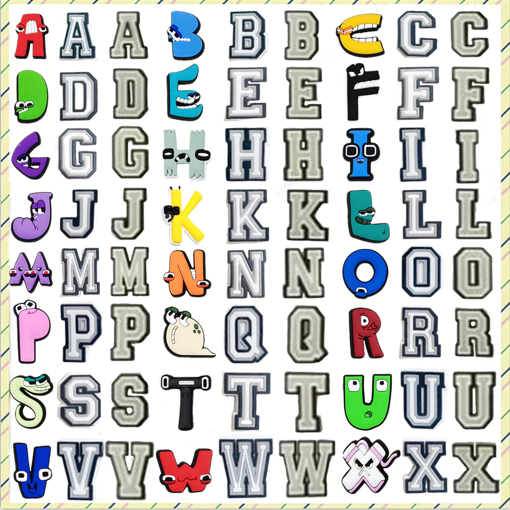 Hot 1pcs letter series charms Pin รองเท้าอุปกรณ์เสริมตกแต่งรองเท้าแตะรองเท้าแตะหัวเข็มขัดของขวัญผู้ใหญ่