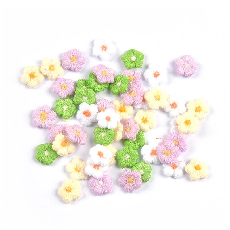50 ชิ้น 11.5 มิลลิเมตรผสมสีดอกไม้ Appliqued ลูกไม้สําหรับ DIY หัตถกรรมอุปกรณ์เย็บผ้า Handmade วัสดุงานแต่งงานอุปกรณ์ตกแต่งบ้าน CP3780