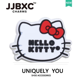 JJBXC ตัวติด charm เครื่องประดับรองเท้าแบบ 3D HELLO KITTY สำหรับตกแต่งด้านบนรองเท้า อุปกรณ์ตกแต่งรองเท้า
