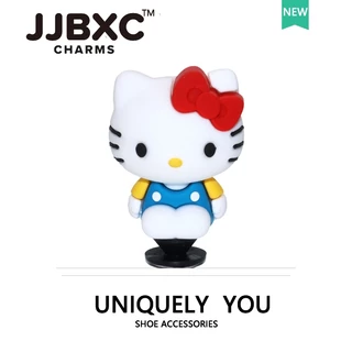 JJBXC ตัวติด charm เครื่องประดับรองเท้าแบบ 3D HELLO KITTY สำหรับตกแต่งด้านบนรองเท้า อุปกรณ์ตกแต่งรองเท้า