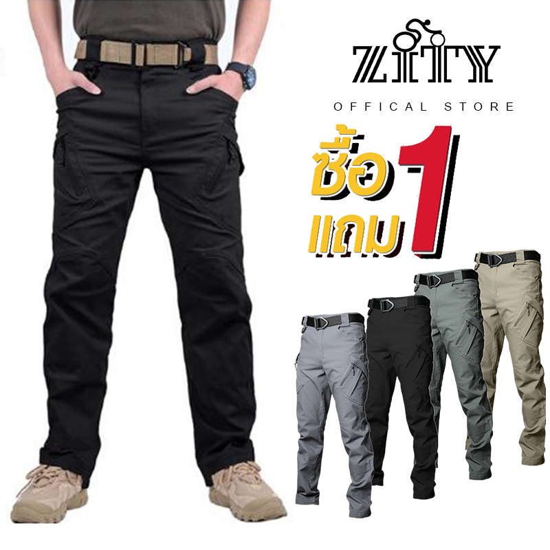 ZITY （ซื้อ 1 แถม 1）กางเกงยุทธวิธี ผู้ชายหลายกระเป๋า IX9 กองทัพกางเกงคาร์โก้กันน้ำสำหรับผู้ชาย