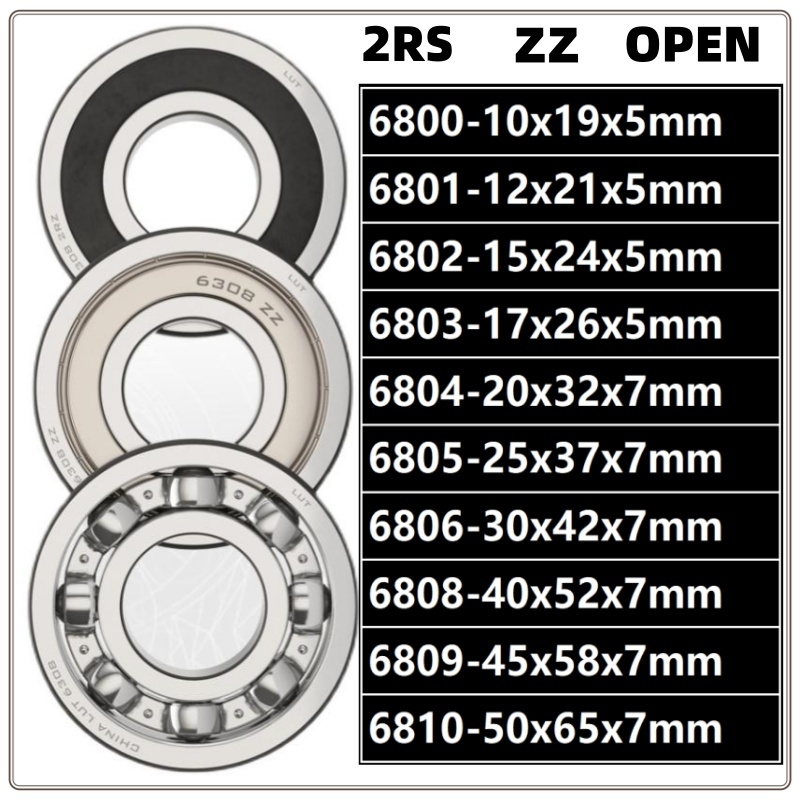6800/6801/6802/6803/6804/6805/6806/6806/7808/6809/6810 RS ZZ 2RS rz ABEC 5 ยางปิดผนึกDeep Groove Bal