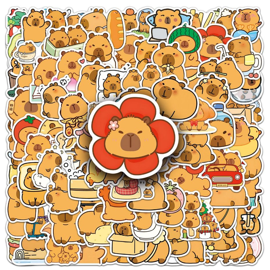 ใหม่ 100 ชิ้นน่ารัก คาปิบาระ ชีวิตสติกเกอร์สําหรับเคสโทรศัพท์สเก็ตบอร์ดสติกเกอร์รถกราฟฟิตีกันน้ําสร้างสรรค์เด็ก ทําเอง