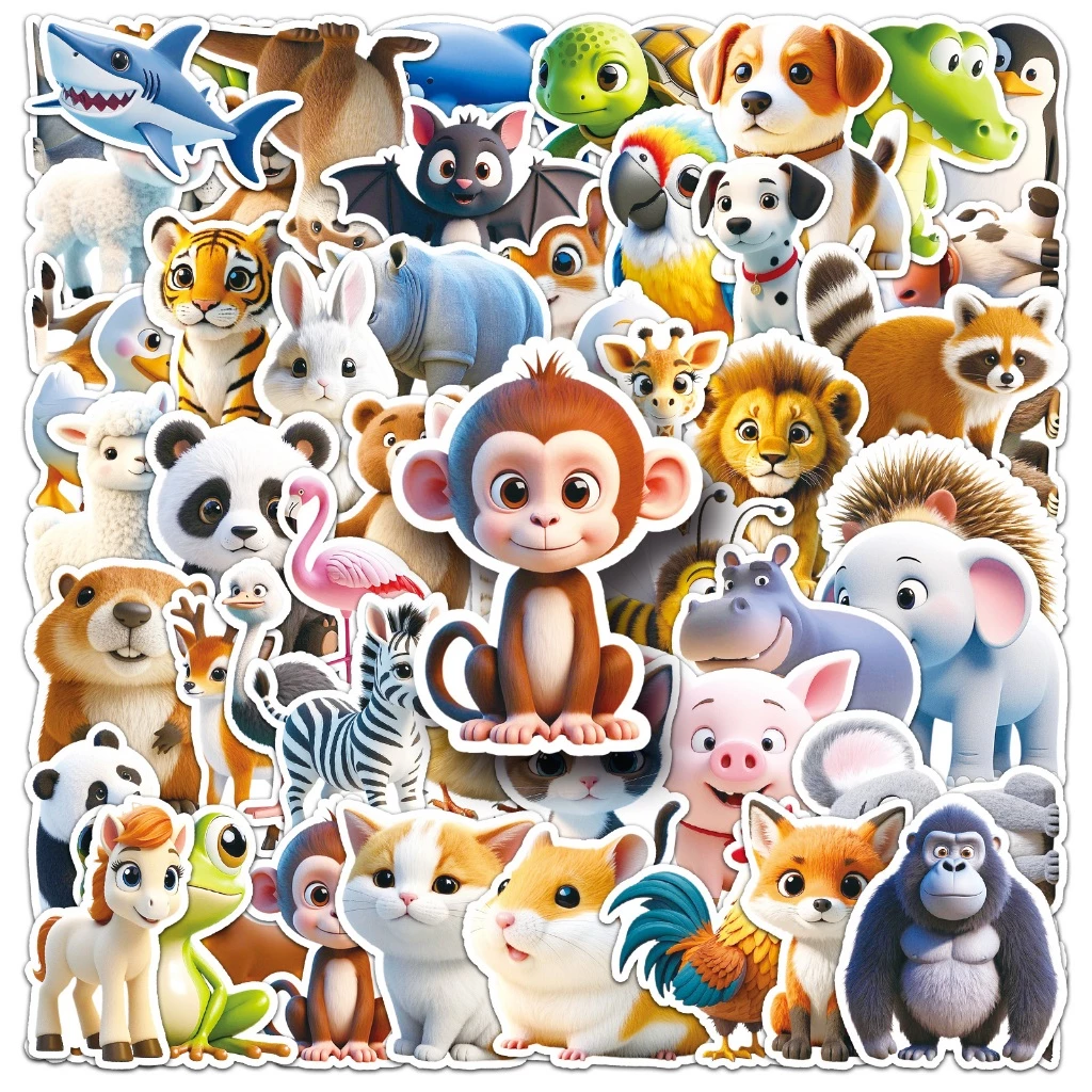 50 ชิ้นตลก 3D การ์ตูนสัตว์ Panda Penguin สติกเกอร์สําหรับเคสโทรศัพท์สเก็ตบอร์ดรถสติกเกอร์ Graffiti กันน้ํา Creative เด็ก DIY