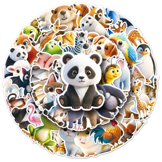 50 ชิ้นตลก 3D การ์ตูนสัตว์ Panda Penguin สติกเกอร์สําหรับเคสโทรศัพท์สเก็ตบอร์ดรถสติกเกอร์ Graffiti กันน้ํา Creative เด็ก DIY