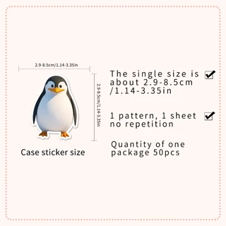 50 ชิ้นตลก 3D การ์ตูนสัตว์ Panda Penguin สติกเกอร์สําหรับเคสโทรศัพท์สเก็ตบอร์ดรถสติกเกอร์ Graffiti กันน้ํา Creative เด็ก DIY