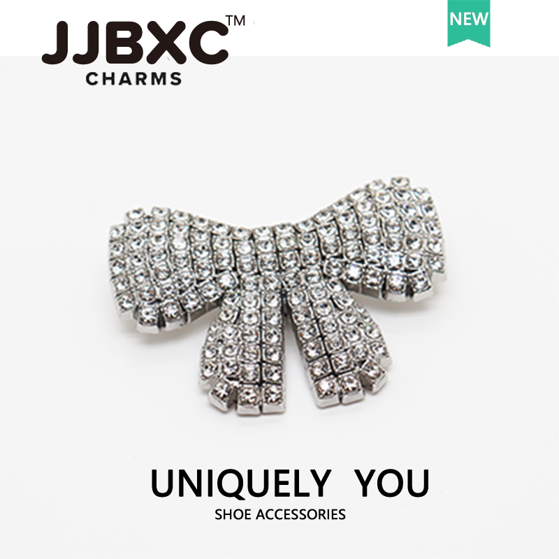 JJBXC ตัวติดรองเท้า charm หัวเข็มขัดตกแต่งโบว์โลหะและโบว์สีแดง อุปกรณ์ตกแต่งรองเท้า - รูปที่ 6
