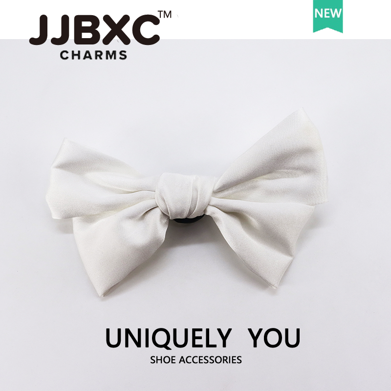 JJBXC ตัวติดรองเท้า charm หัวเข็มขัดตกแต่งโบว์โลหะและโบว์สีแดง อุปกรณ์ตกแต่งรองเท้า - รูปที่ 3