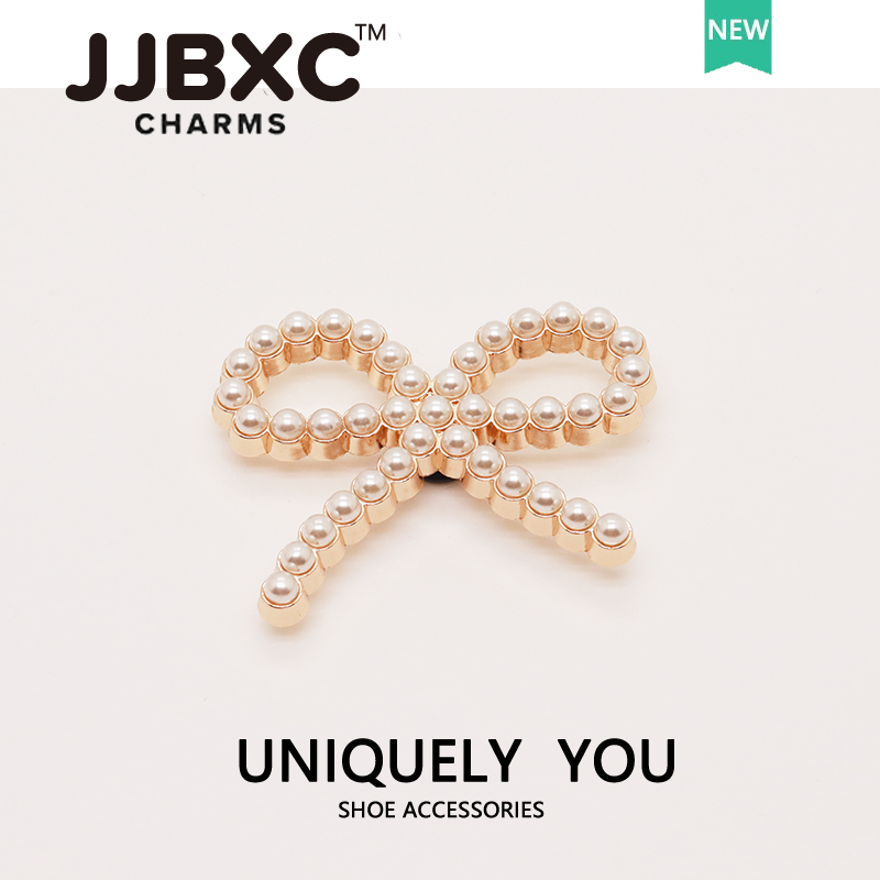 JJBXC ตัวติดรองเท้า charm หัวเข็มขัดตกแต่งโบว์โลหะและโบว์สีแดง อุปกรณ์ตกแต่งรองเท้า - รูปที่ 5