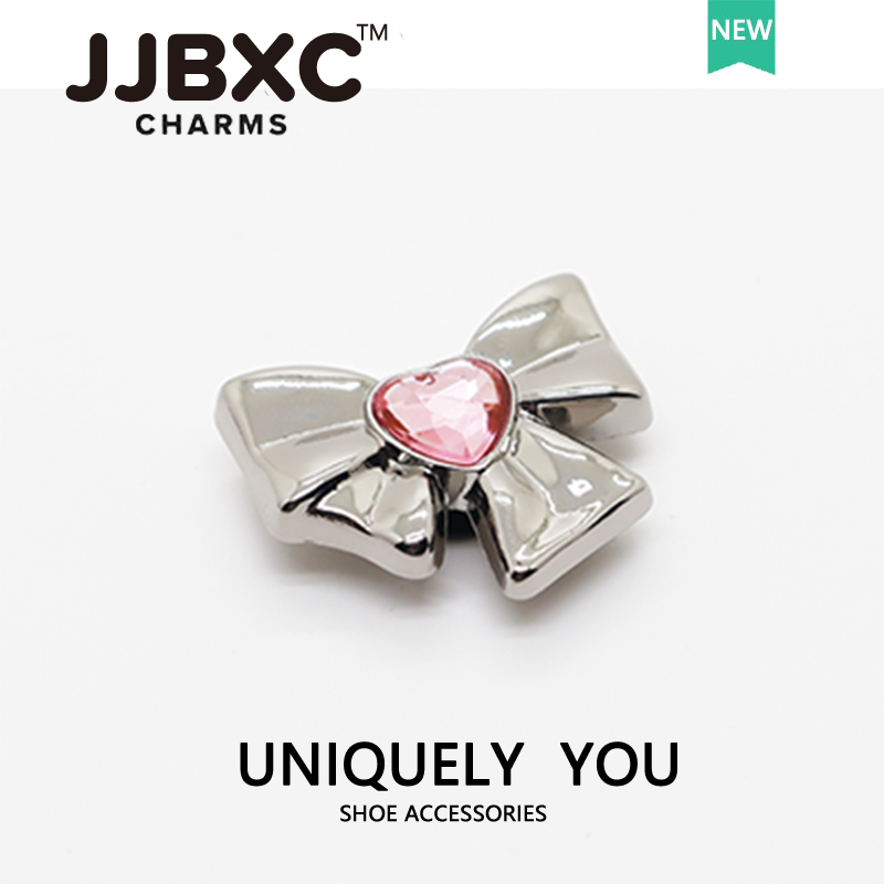 JJBXC ตัวติดรองเท้า charm หัวเข็มขัดตกแต่งโบว์โลหะและโบว์สีแดง อุปกรณ์ตกแต่งรองเท้า - รูปที่ 7