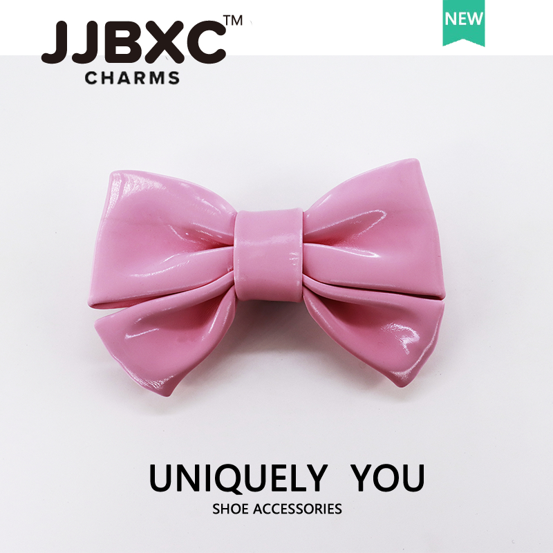 JJBXC ตัวติดรองเท้า charm หัวเข็มขัดตกแต่งโบว์โลหะและโบว์สีแดง อุปกรณ์ตกแต่งรองเท้า - รูปที่ 2