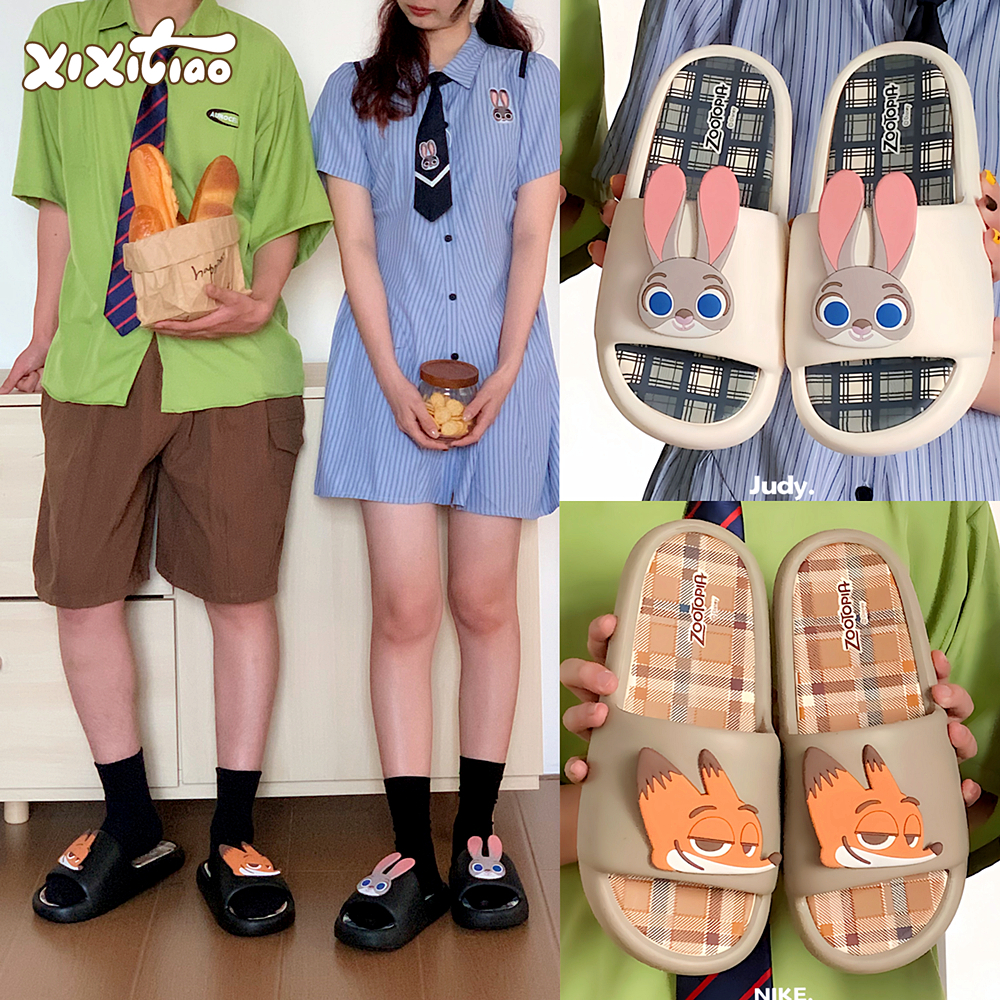 XIXITIAO รองเท้าแตะดิสนีย์สําหรับผู้ชายและผู้หญิงฤดูร้อนสวมใส่รองเท้าแตะชายหาด EVA สําหรับคู่รัก