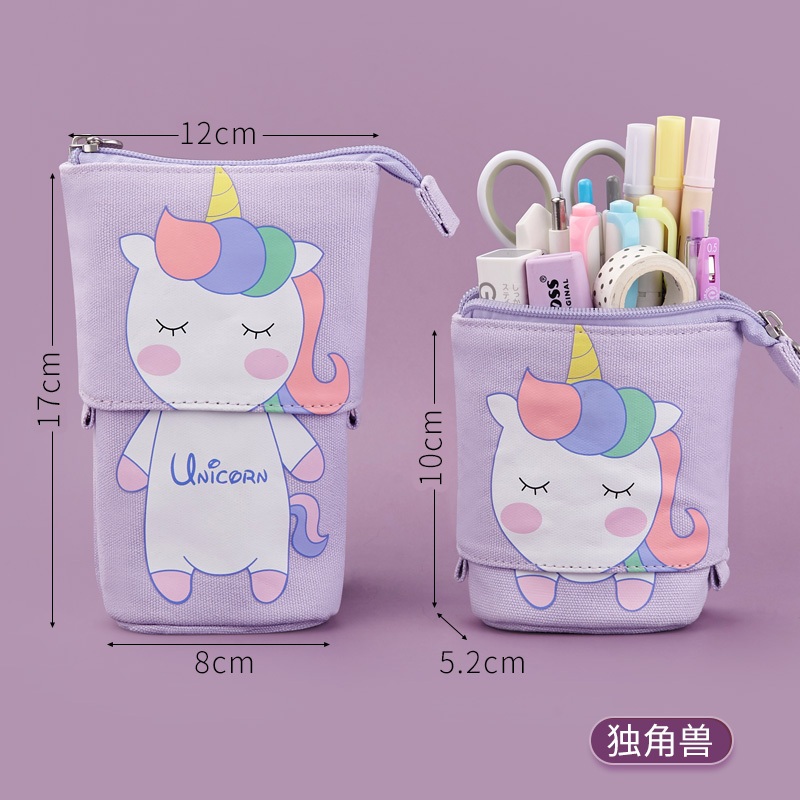 Penlab Angoo ปากกาน่ารักกระเป๋าดินสอกรณีการ์ตูนสัตว์ผ้าใบพับผู้ถือเครื่องเขียน Clearance C6445