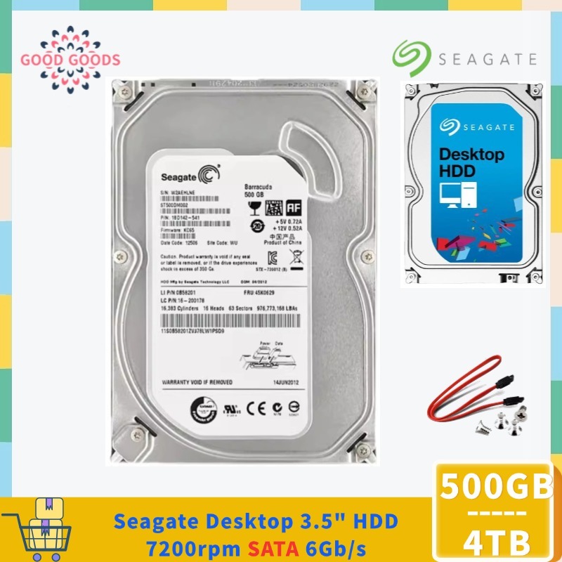 Seagate Desktop HDD 500GB 1TB 2TB 3TB 4TB 7200 RPM SATA 6.0Gb/s 3.5" ฮาร์ดไดรฟ์ภายในไดรฟ์เปล่า