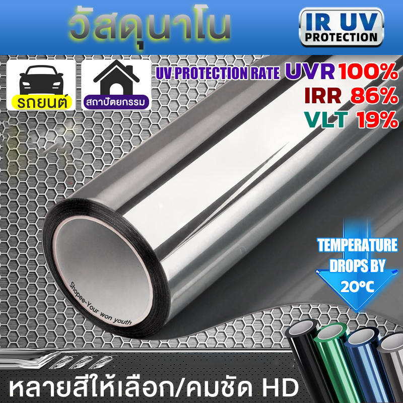 🔥ซื้อ 1 แถม 1🔥 ฟิล์มติดกระจก กันรังสี UV ฟิล์มปรอท กันความร้อน ฟิล์มติดอาคาร Window Film ฟิล์มกรองแสง