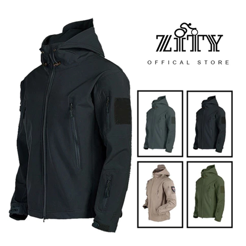 ZITY เสื้อแจ็คเก็ตกันน้ำคุณภาพสูง เสื้อกันหนาวผู้ใหญ่แขนยาวสำหรับผู้ชาย เสื้อแจ็คเก็ตผู้ชาย ผ้านุ่ม 
