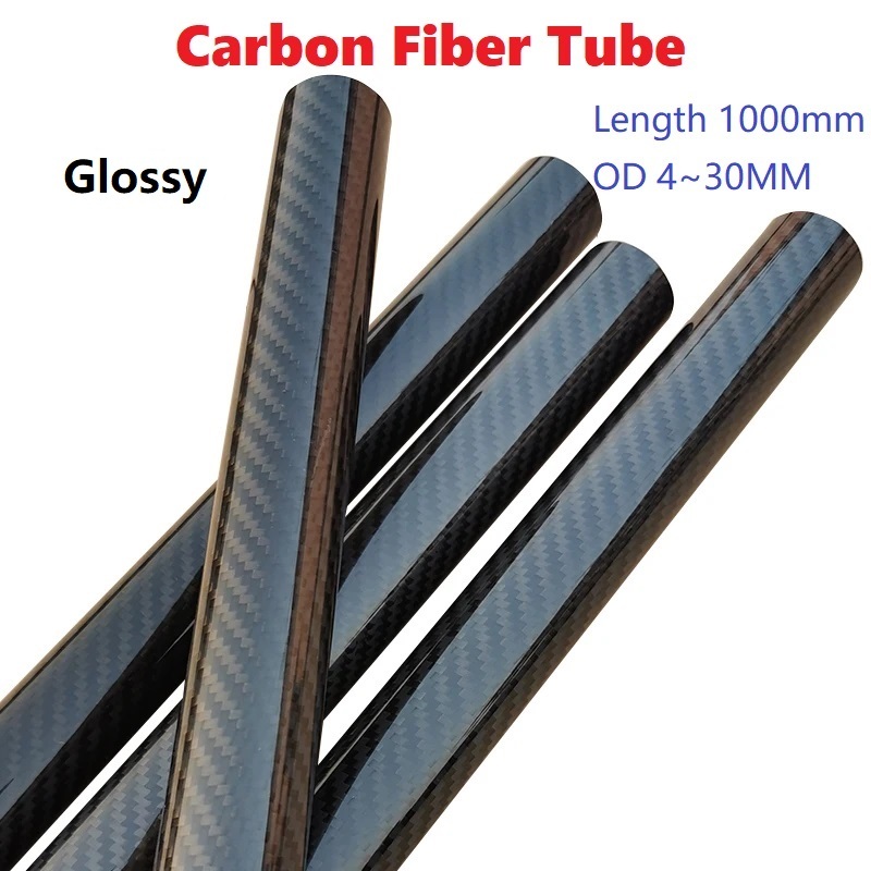 1Pcs Length 1000mm Carbon Fiber Tube Glossy High Composite Hardness Material 3K Twill Matte คาร์บอนไฟเบอร์หลอดมันวาวสูงคอมโพสิตความแข็งวัสดุ 4-30mm ท่อสําหรับพืชป้องกันเครื่องบิน
