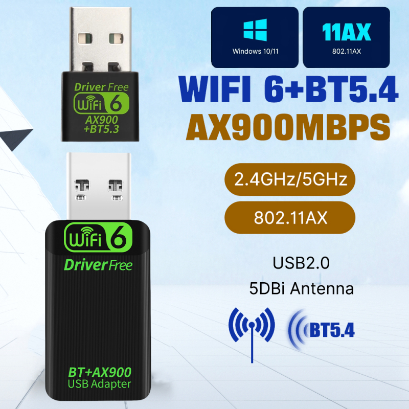 Wifi 6 AX900 BT5.4 อะแดปเตอร์ USB WiFi USB Dongle Dual Band 2.4G/5GHz การ์ดเครือข่าย WiFi ไร้สาย Eth