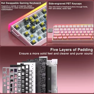 Aula HERO 68HE Magnetic RT Mechanical Keyboard 68Keys 8Khz คีย์บอร์ดพุดดิ้ง RGB แบบมีสาย Fast Trigger Hot Swappable Magnetic Switch