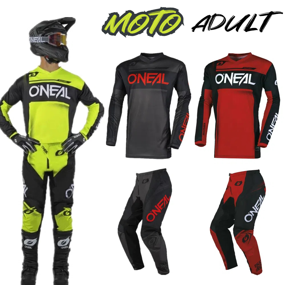 Oneal 2025 ELEMENT RACEWEAR BLACK/RED/NEON YELLOW GEAR COMBO วิบาก Bmx Dirt Bike Outfit ATV UTV ชุดข